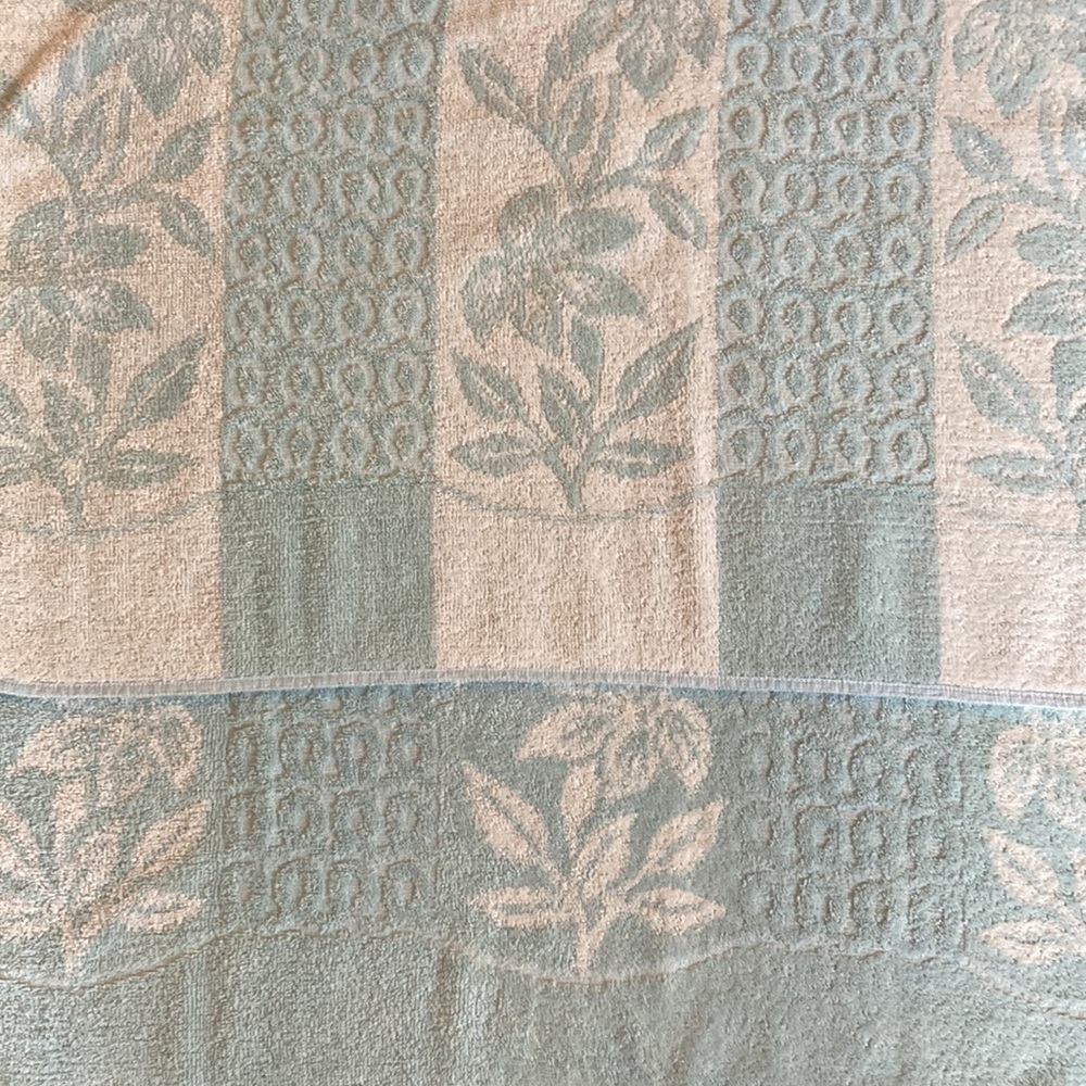 Vintage Cannon pastel blue floral textured two tone bath towel